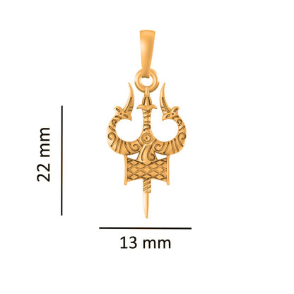 22 CT Gold Plated Silver (92.5% purity) Spiritual Shiva Trishul Pendant for Men and Women