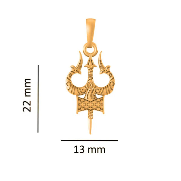 22KT Gold Plated Pure Sterling Silver (92.5% purity) Spiritual Shiva Trishul Chain Pendant (Pendant with Anchor Chain-22 inches) for Men & Women