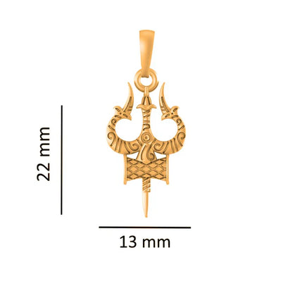 22KT Gold Plated Pure Sterling Silver (92.5% purity) Spiritual Shiva Trishul Chain Pendant (Pendant with Anchor Chain-22 inches) for Men & Women