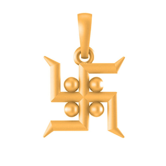 22 CT Gold Plated Silver (92.5% purity)  Spiritual Swastik Symbol Pendant for Men and Women