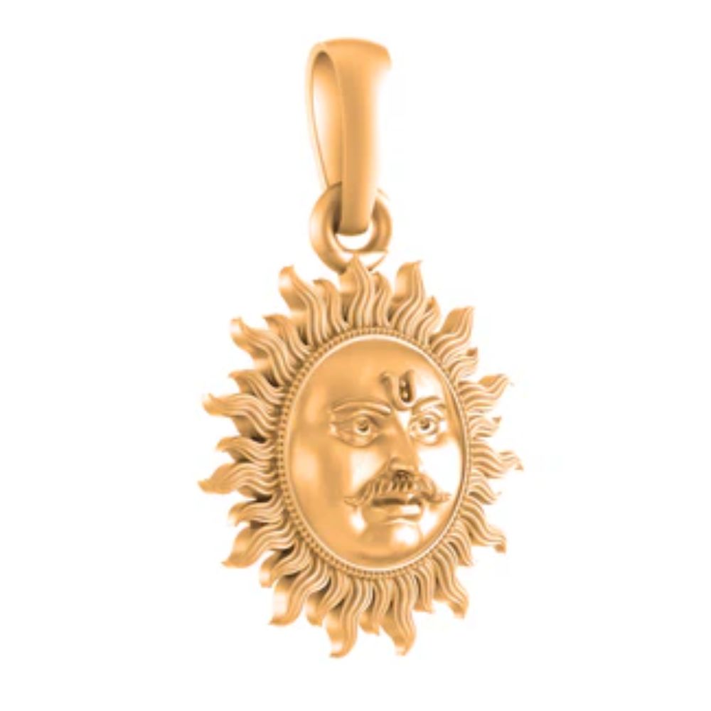 22 CT Gold Plated Silver (92.5% purity) Divine God Sun Pendant for Men and Women