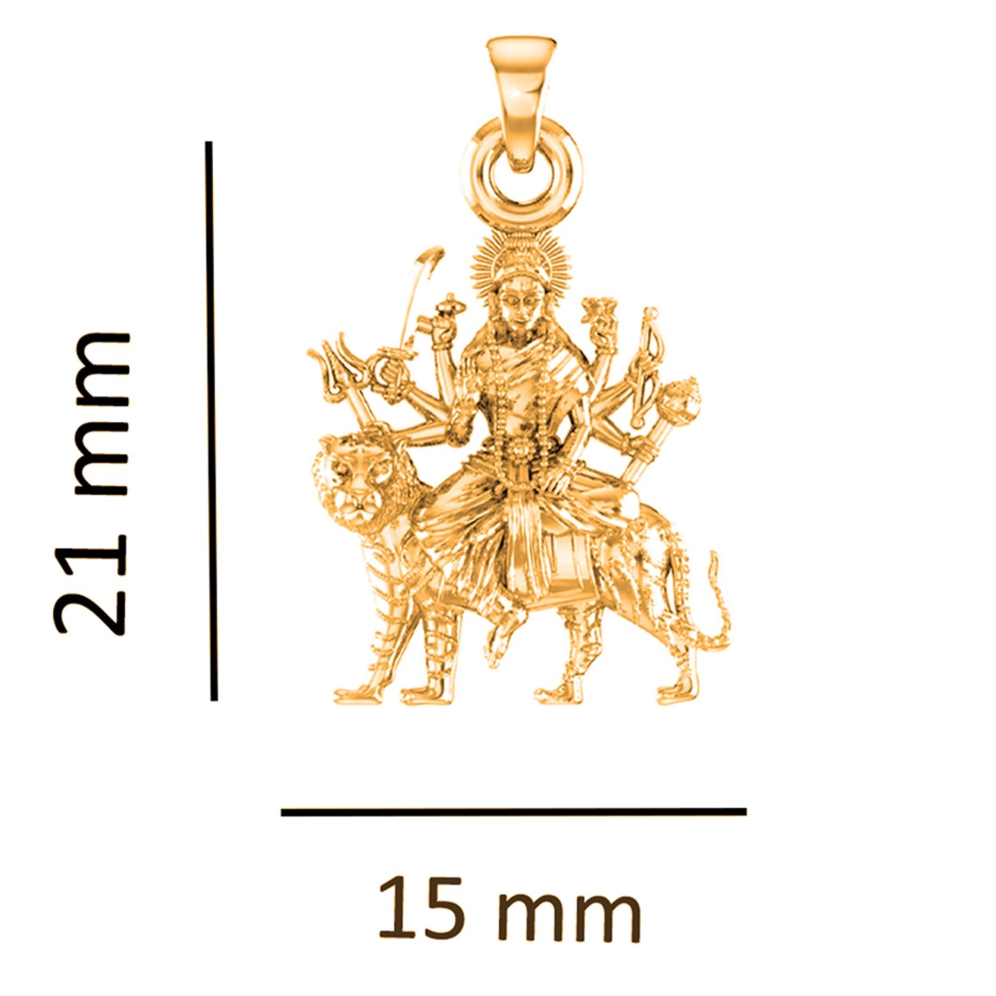 22 CT Gold Plated Silver (92.5% purity) Goddess Durga maa Pendant for Men and Women