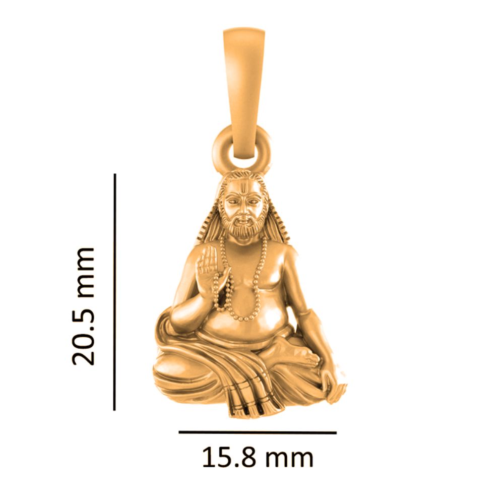 22 CT Gold Plated Silver (92.5% purity) Spiritual Raghavendra Swamy Pendant for Men and Women