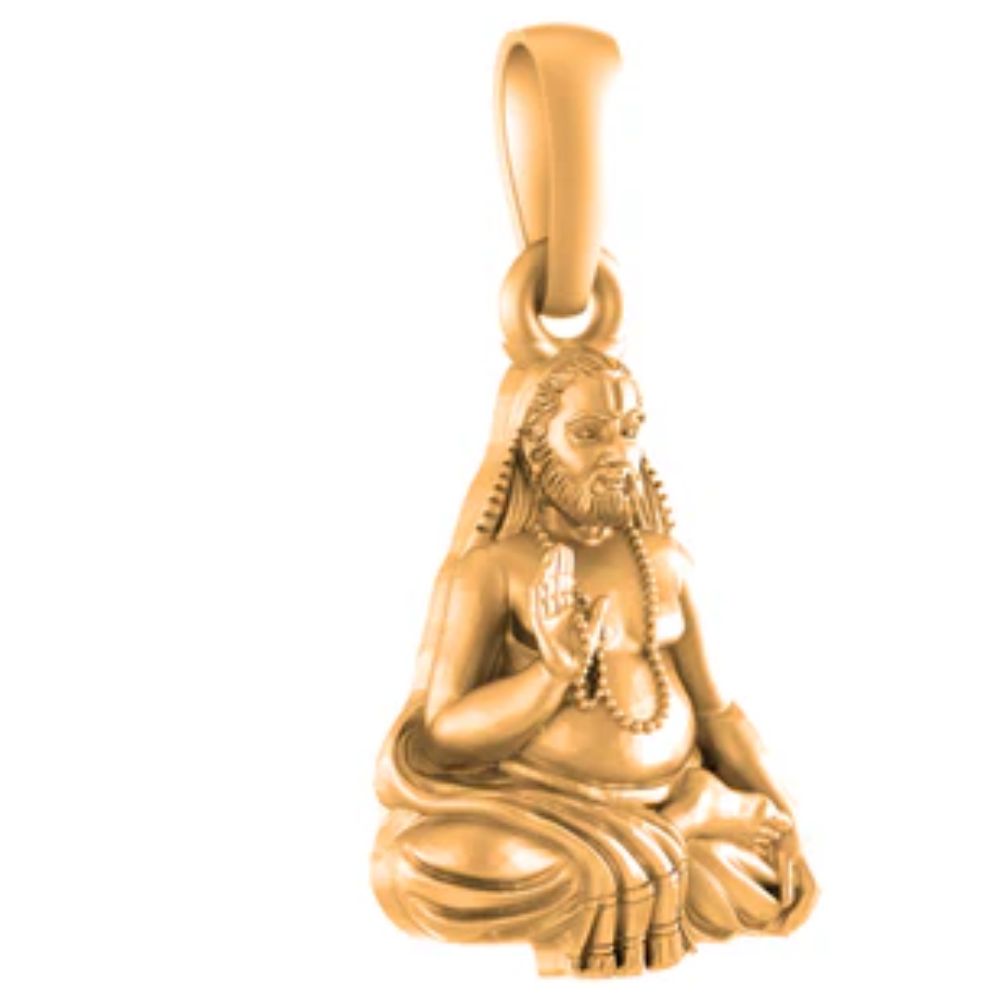 22 CT Gold Plated Silver (92.5% purity) Spiritual Raghavendra Swamy Pendant for Men and Women