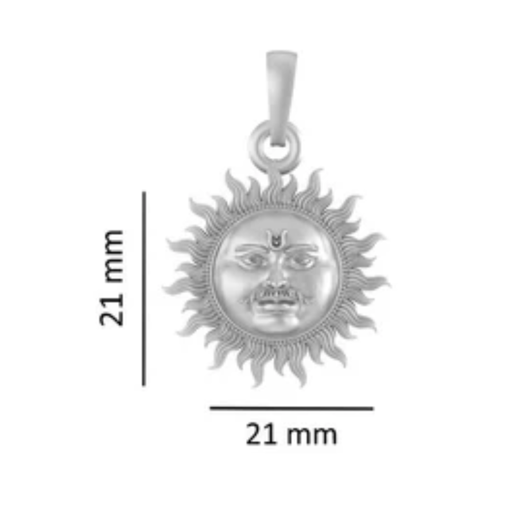 Akshat Sapphire Sterling Silver (92.5% purity) Divine God Sun Chain Pendant  (Pendant with Box Chain-22 inches) for Men & Women Pure Silver Lord Surya Chain Locket for Good Health & Wealth