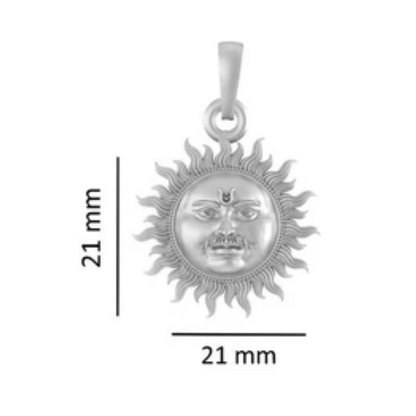 Akshat Sapphire Sterling Silver (92.5% purity) Divine God Sun Chain Pendant  (Pendant with Box Chain-22 inches) for Men & Women Pure Silver Lord Surya Chain Locket for Good Health & Wealth