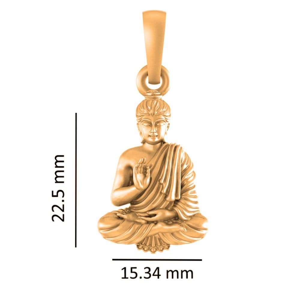 22CT Gold Plated Silver 92.5 Purity God Gautam Buddha (Regular Size) Pendant for Men & Women by Akshat Sapphire-PM7280_Gold