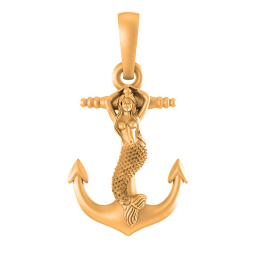 22 CT Gold Plated Silver (92.5% purity) Ship Anchor Pendant for Men and Women