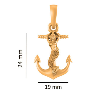22 CT Gold Plated Silver (92.5% purity) Ship Anchor Pendant for Men and Women