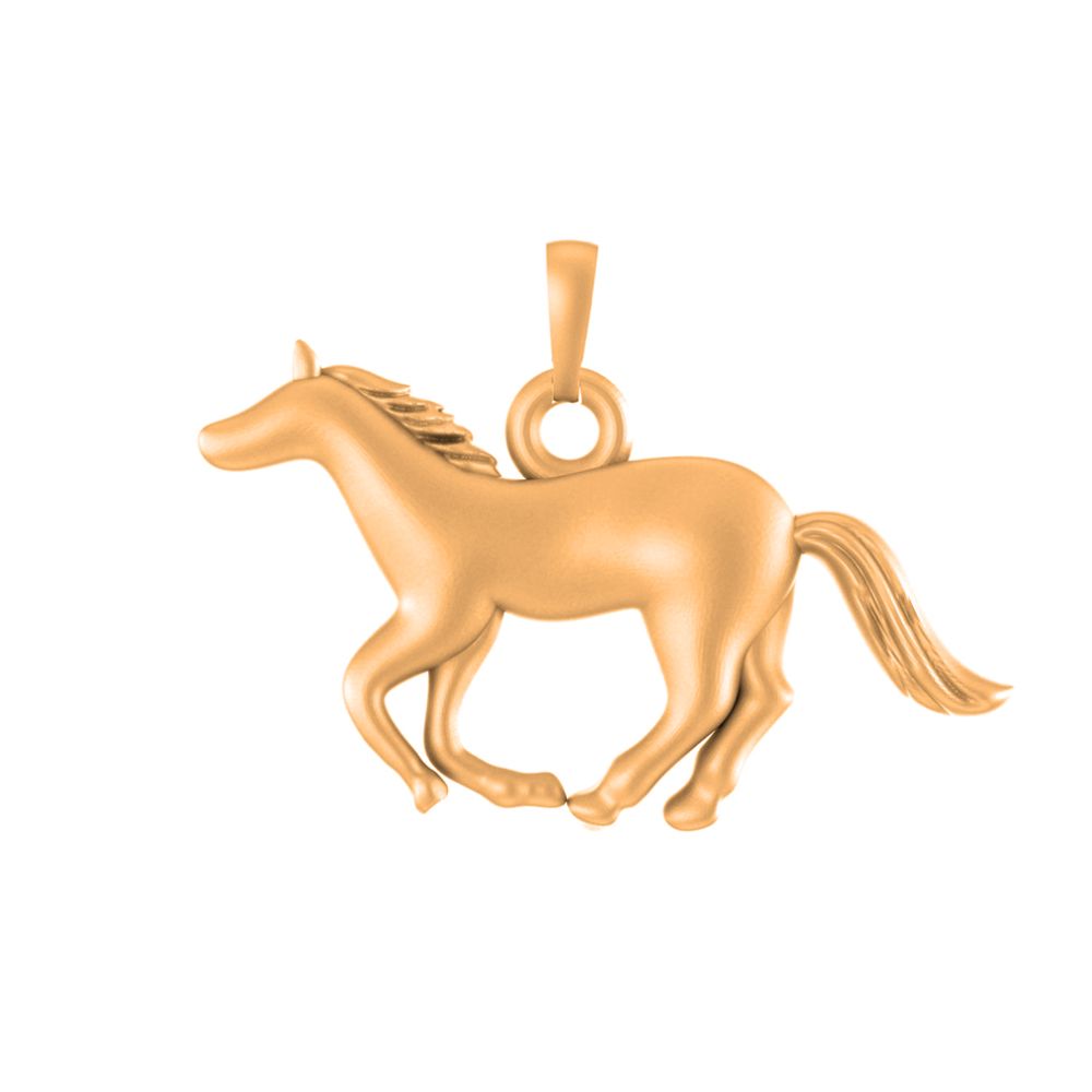 22 CT Gold Plated Silver (92.5% purity) Strength Symbolic Horse Pendant for Men and Women