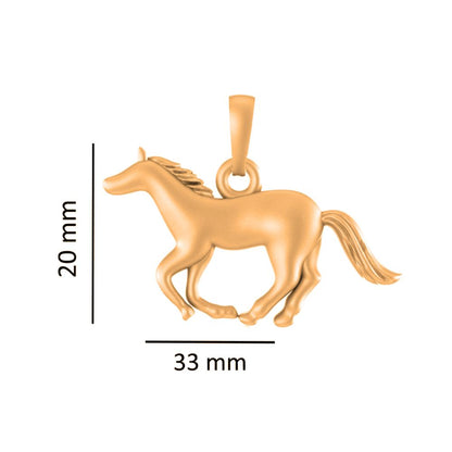22KT Gold Plated Sterling Silver (92.5% Purity) Pure Silver Strength Symbolic Horse Chain Pendant (Locket with Box Chain) for Women