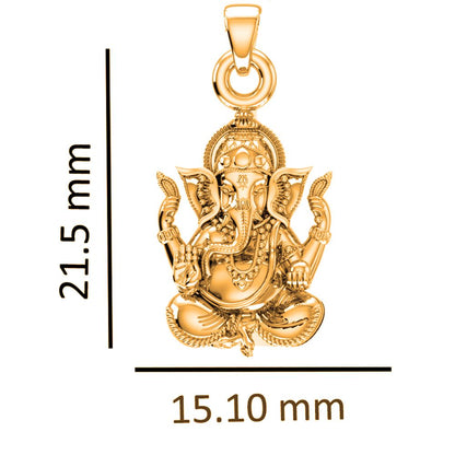 22KT Gold Plated Sterling Silver (92.5% Purity) Pure Silver God Ganesha Chain Pendant (Locket with Anchor Chain-22 inches) for Men & Women