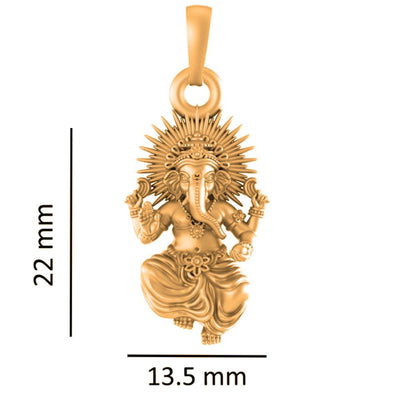 22 CT Gold Plated Silver (92.5% purity)God Ganesh Pendant for Men, Boys Girls and Women