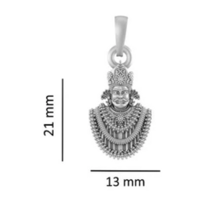 Akshat Sapphire Sterling Silver (92.5% purity) God Baba Khatu Shyam Chain Pendant (Pendant with Figaro Chain- 22 inches) for Men & Women Pure Silver Lord Baba Khatu Shyam Chain Locket for Good Health & Wealth