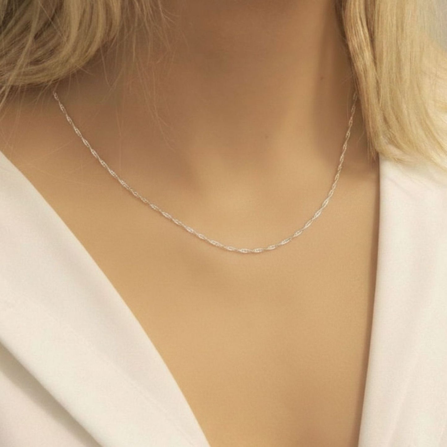 Sterling Silver Heart Pendant with 18 Inches Rope Chain for Women by Akshat Sapphire 92.5 Silver PSR0506