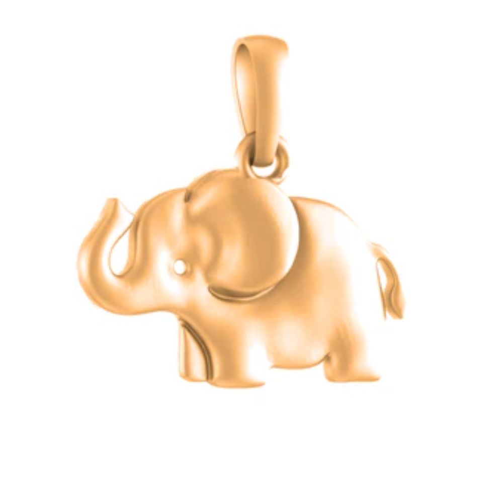 22 CT Gold Plated Silver (92.5% purity) Strength Symbolic Elephant  Pendant for Men and Women