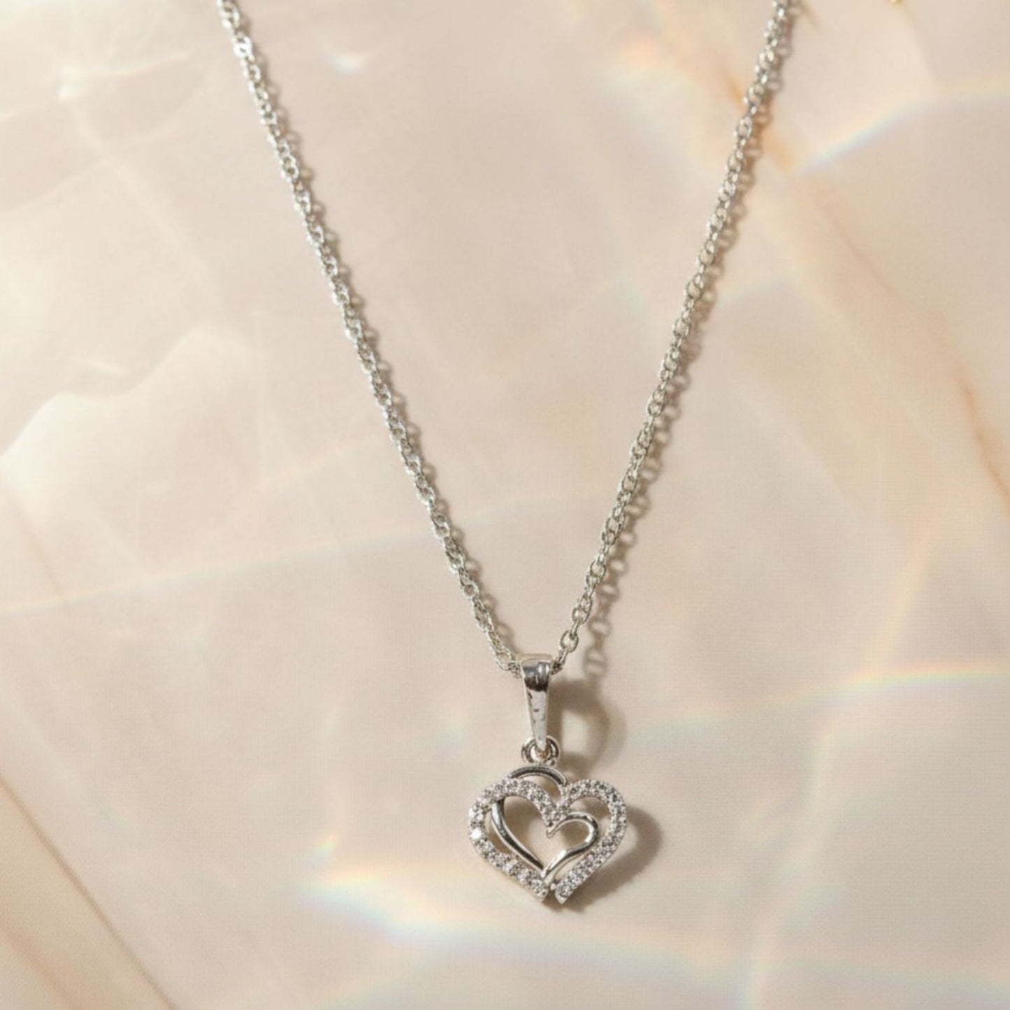 Sterling Silver Heart Pendant with 18 Inches Rope Chain for Women by Akshat Sapphire 92.5 Silver PSR0506