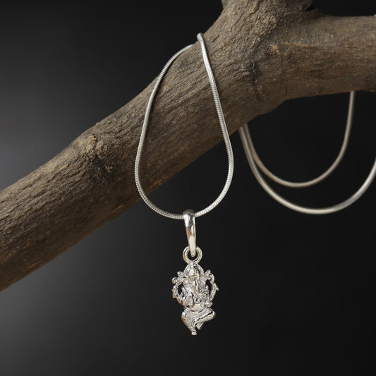 Sterling Silver 92.5 Ganesh Chain Pendant with Anchor Chain 18 Inches for women by Akshat Sapphire PSA7380