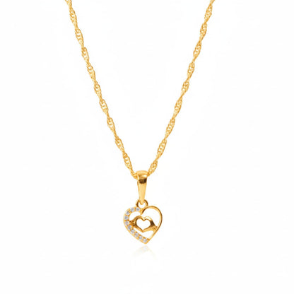 22CT Gold Plated Silver 92.5 Purity Heart Pendant with Rope Chain 18 Inches for Women by Akshat Sapphire PSR0510_Gold