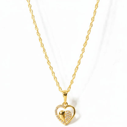 22CT Gold Plated Silver 92.5 Purity Heart Pendant with Rope Chain 18 Inches for Women by Akshat Sapphire PSR0509_Gold