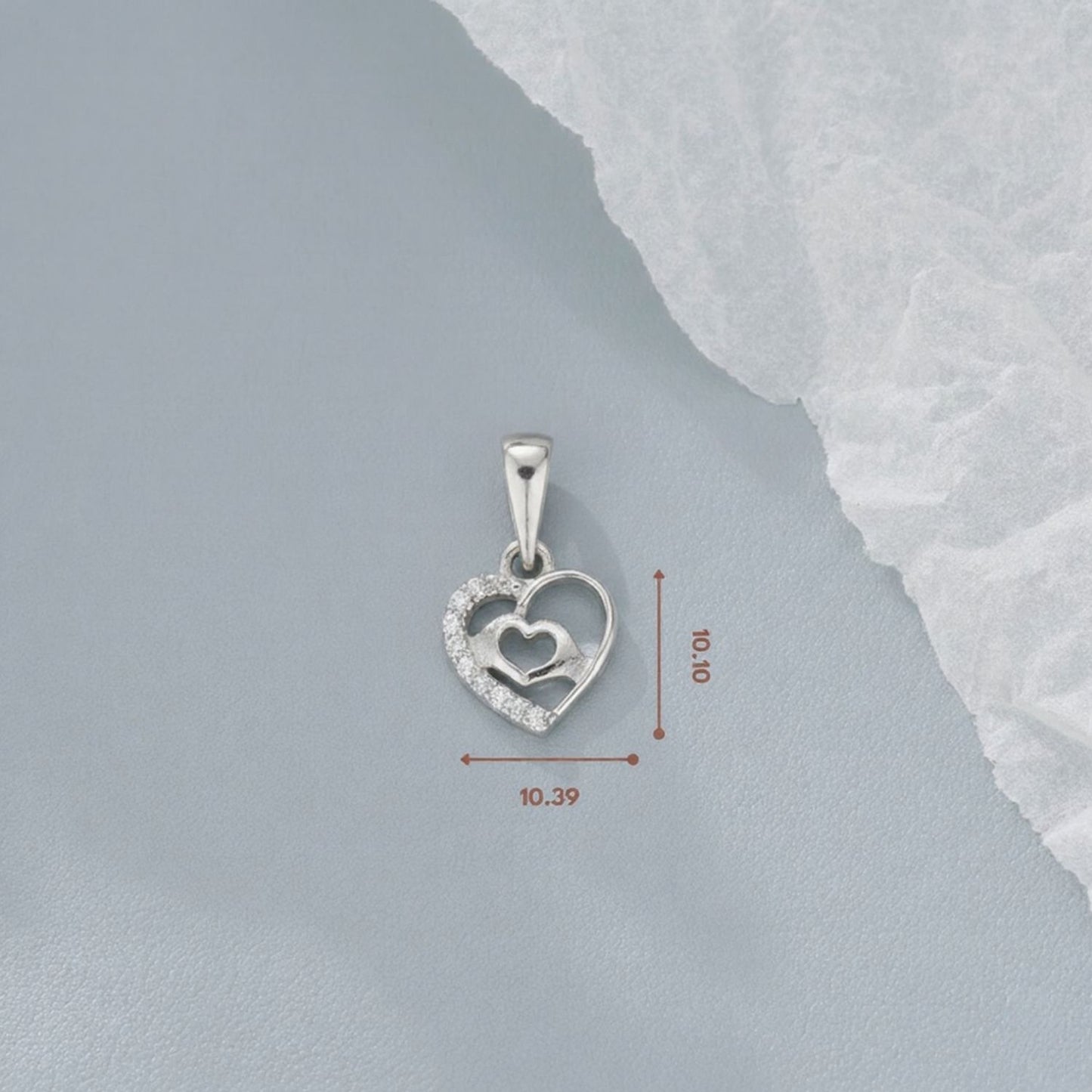 Sterling Silver 92.5 Pure Heart Pendant for girls and Women by Akshat Sapphire P10510