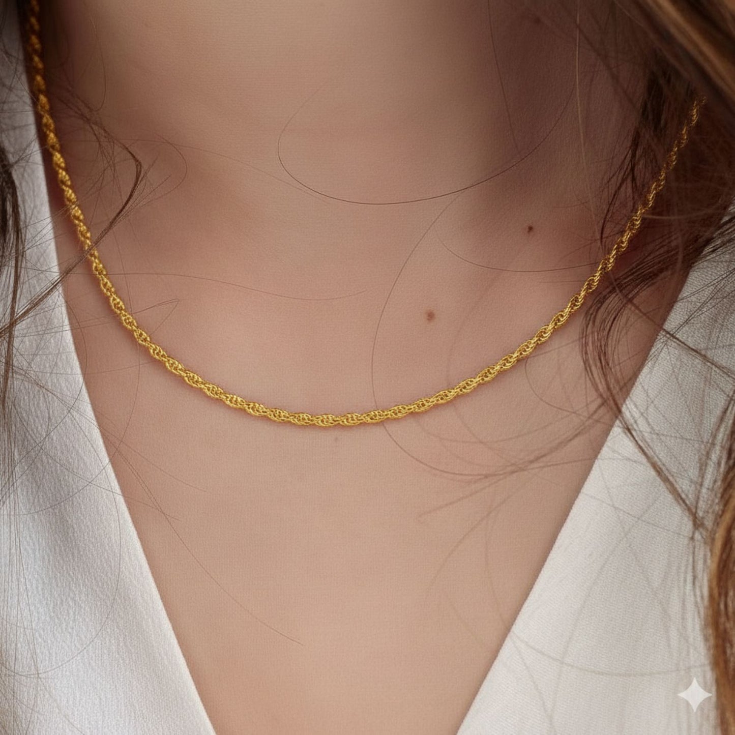 22CT Gold Plated Silver 92.5 Purity Heart Pendant with Rope Chain 18 Inches for Women by Akshat Sapphire PSR0507_Gold