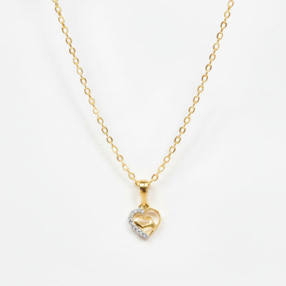 22CT Gold Plated Silver 92.5 Purity Heart Pendant with Anchor Chain 18 Inches for Women by Akshat Sapphire PSA0510_Gold