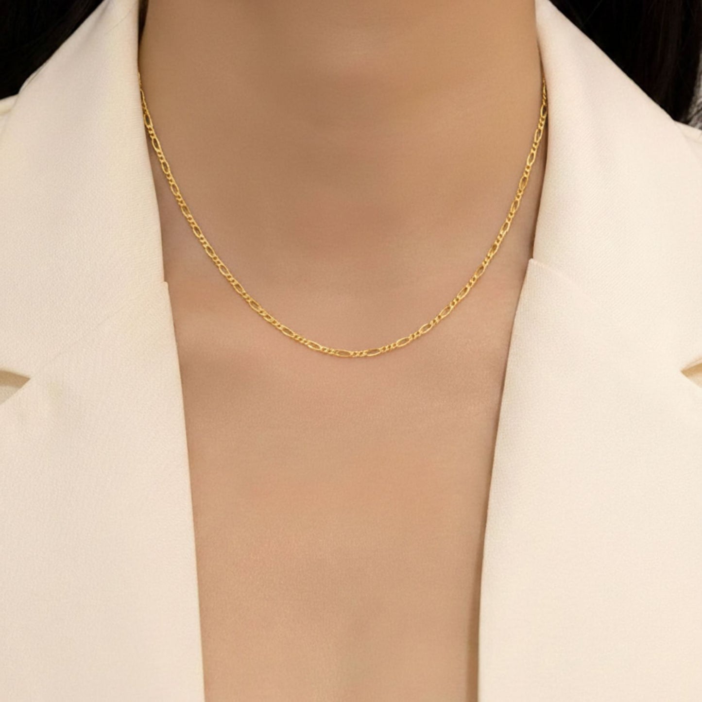 22CT Gold Plated Silver 92.5 Purity Heart Pendant with Figaro Chain 18 Inches for Women by Akshat Sapphire PSF0509_Gold