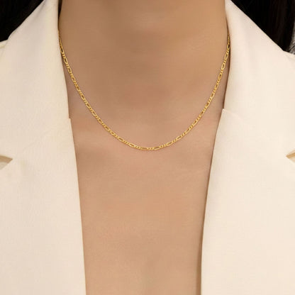 22CT Gold Plated Silver 92.5 Purity Heart Pendant with Figaro Chain 18 Inches for Women by Akshat Sapphire PSF0509_Gold