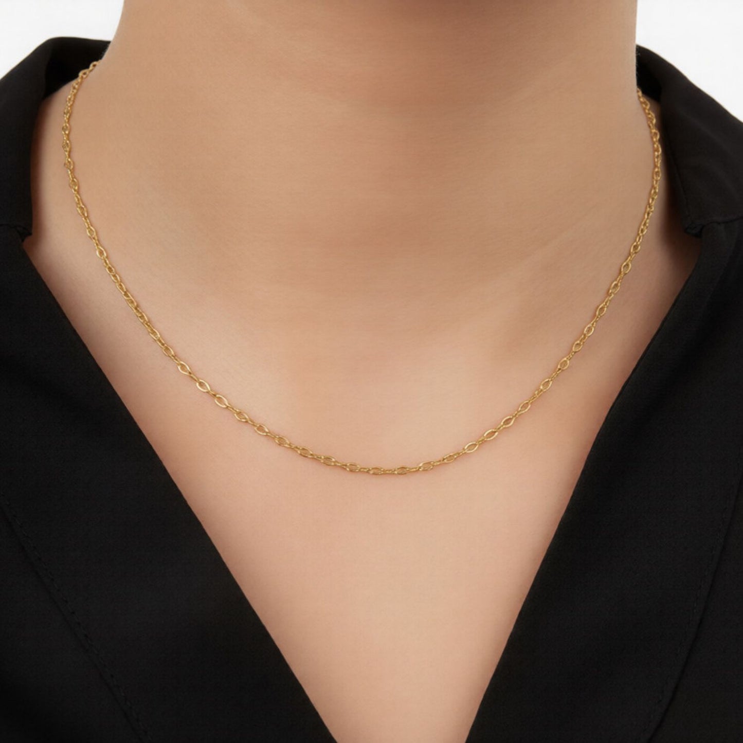 22CT Gold Plated Silver 92.5 Purity Heart Pendant with Anchor Chain 18 Inches for Women by Akshat Sapphire PSA0507_Gold