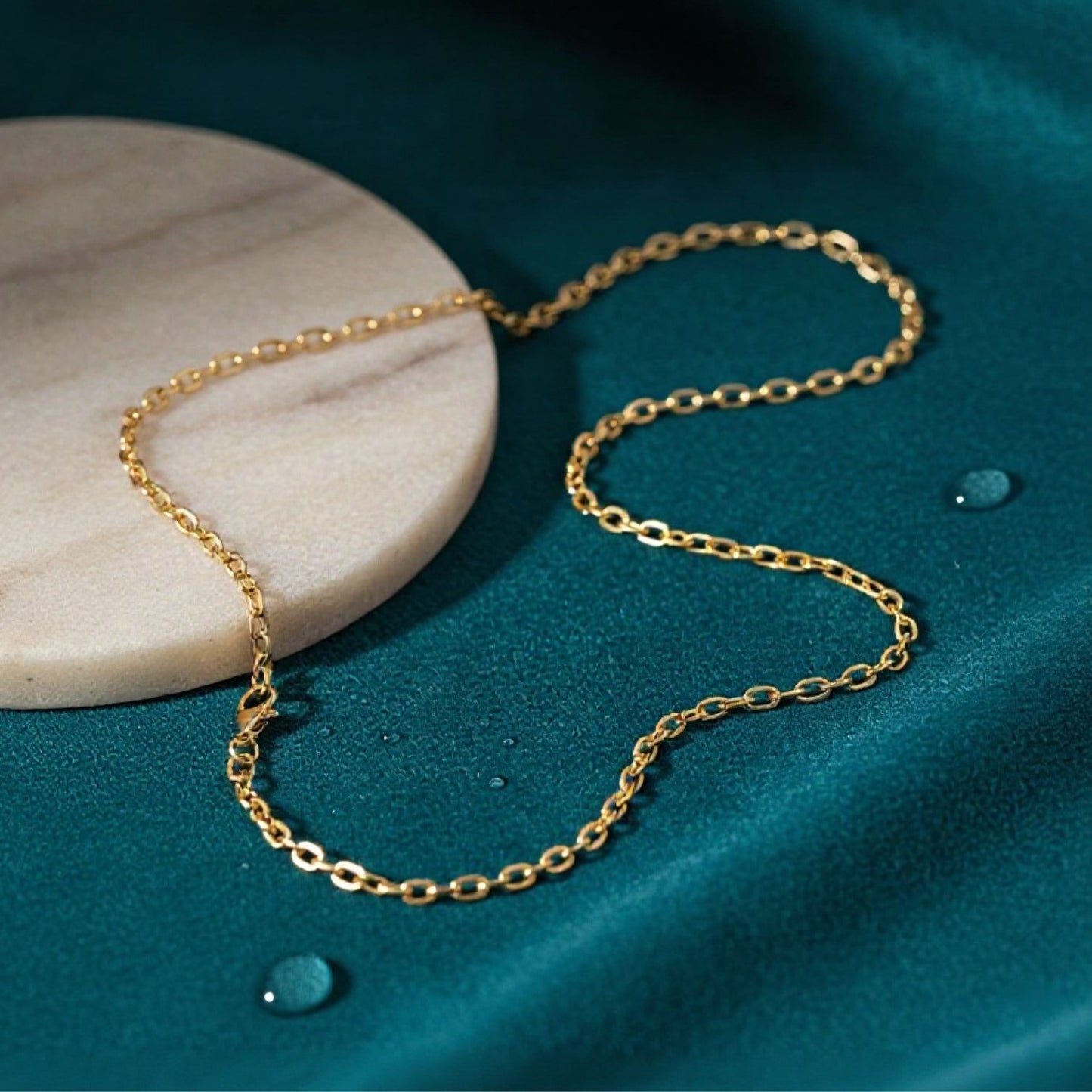 22CT Gold Plated Silver 92.5 Purity Heart Pendant with Anchor Chain 18 Inches for Women by Akshat Sapphire PSA0506_Gold