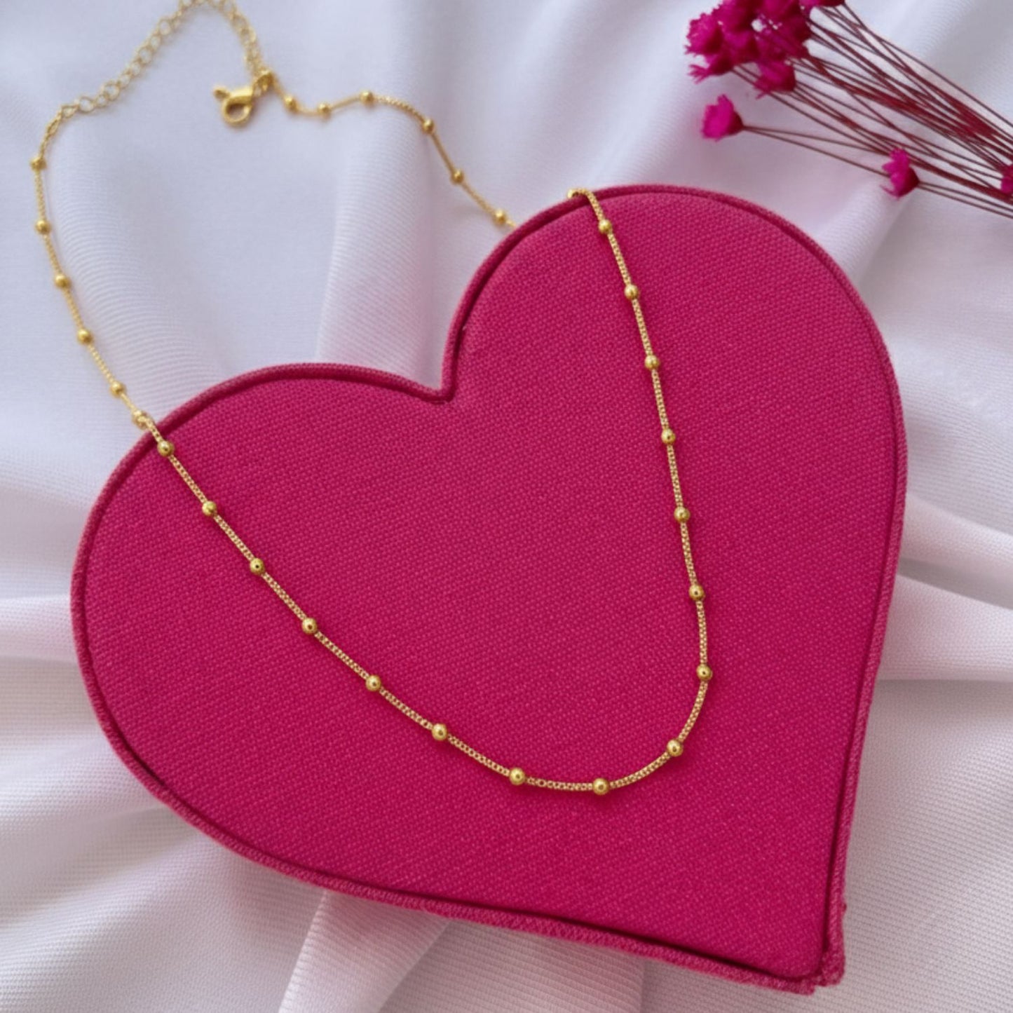 22CT Gold Plated Silver 92.5 Purity Heart Pendant with Ball Chain 18 Inches for Women by Akshat Sapphire PSBL0506_Gold