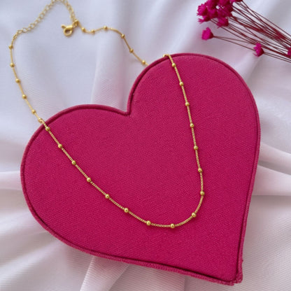 22CT Gold Plated Silver 92.5 Purity Heart Pendant with Ball Chain 18 Inches for Women by Akshat Sapphire PSBL0506_Gold