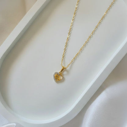 22CT Gold Plated Silver 92.5 Purity Heart Pendant with Anchor Chain 18 Inches for Women by Akshat Sapphire PSA0510_Gold