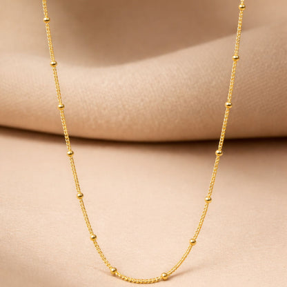 22CT Gold Plated Silver 92.5 Purity Heart Pendant with Ball Chain 18 Inches for Women by Akshat Sapphire PSBL0507_Gold