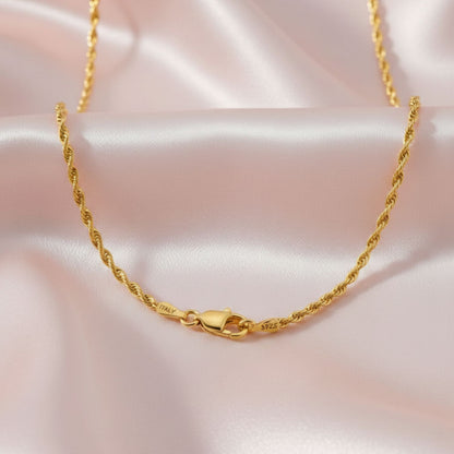 22CT Gold Plated Silver 92.5 Purity Heart Pendant with Rope Chain 18 Inches for Women by Akshat Sapphire PSR0506_Gold