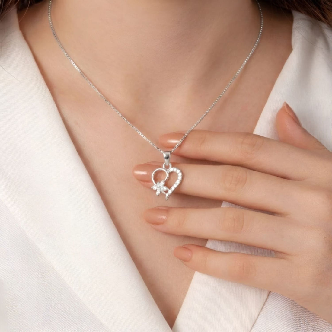 Sterling Silver 92.5 Pure Heart Pendant for girls and Women by Akshat Sapphire P10507