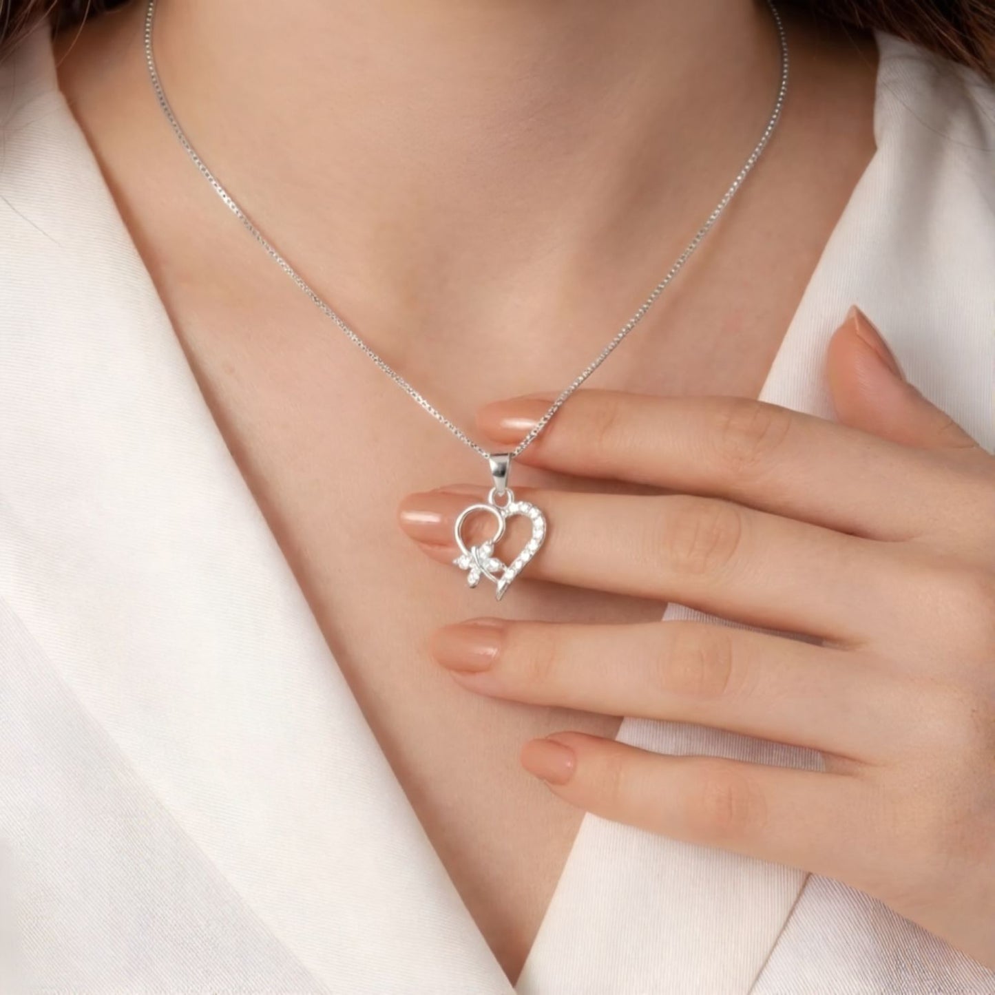 Sterling Silver 92.5 Pure Heart Pendant for girls and Women by Akshat Sapphire P10507