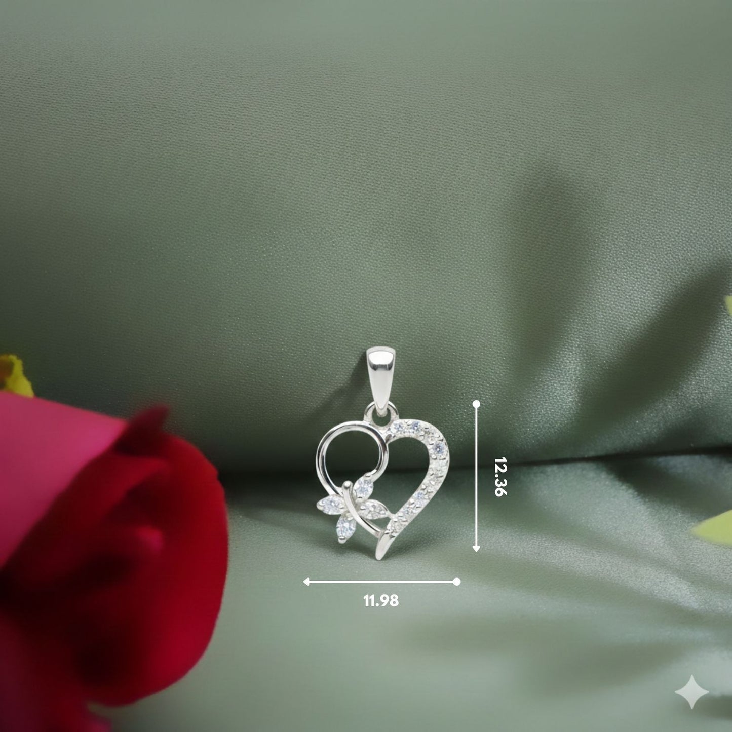 Sterling Silver 92.5 Pure Heart Pendant for girls and Women by Akshat Sapphire P10507