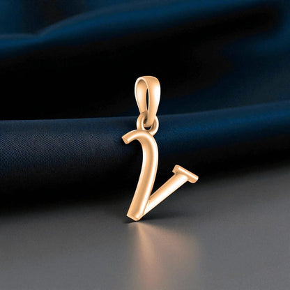 Alphabet V Pendant for Kids by Akshat Sapphire 22CT Gold Plated Silver 92.5 Purity KD_V_8044_Gold