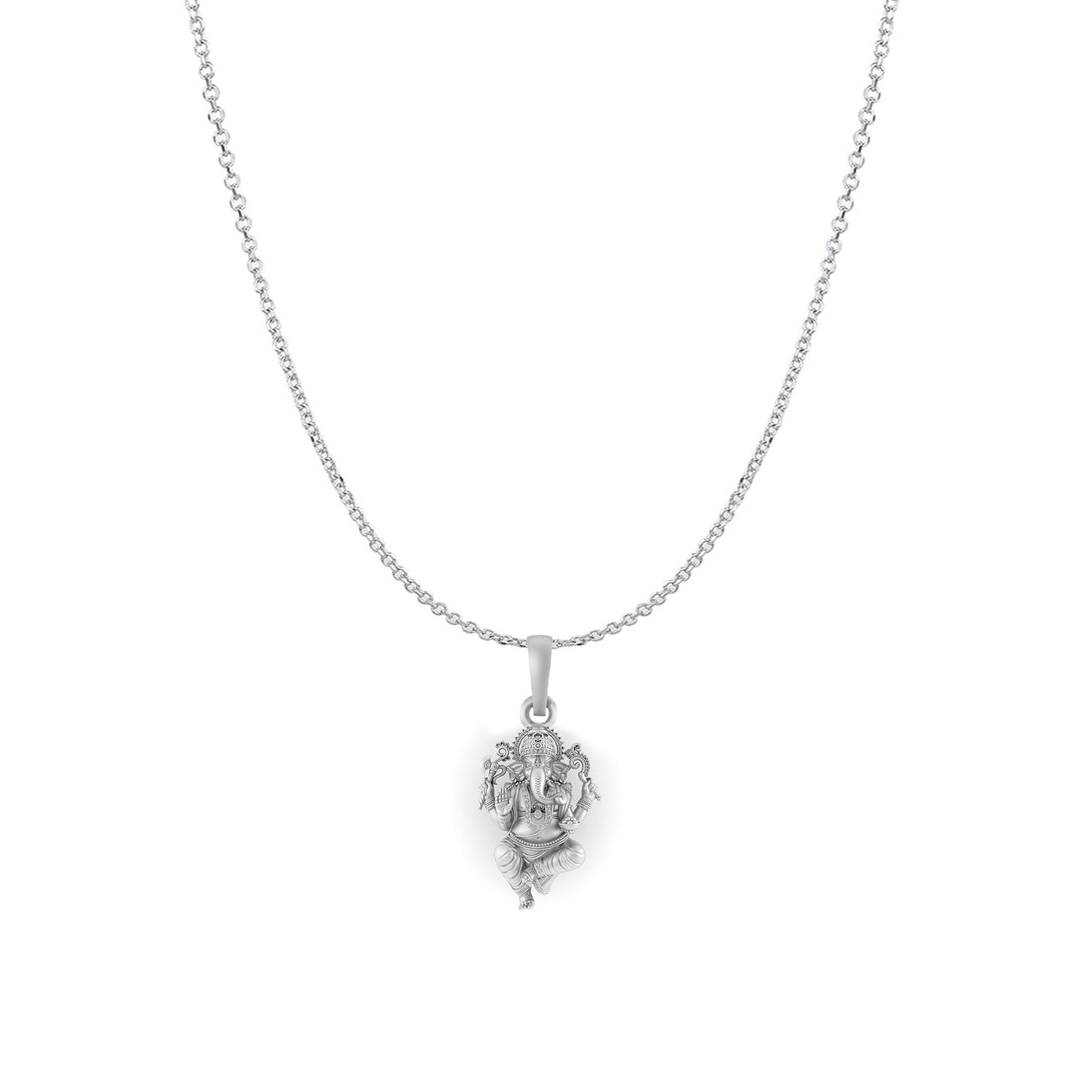Sterling Silver 92.5 Ganesh Chain Pendant with Anchor Chain 18 Inches for women by Akshat Sapphire PSA7380