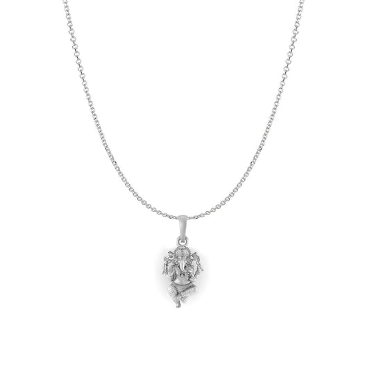 Sterling Silver 92.5 Ganesh Chain Pendant with Anchor Chain 18 Inches for women by Akshat Sapphire PSA7380