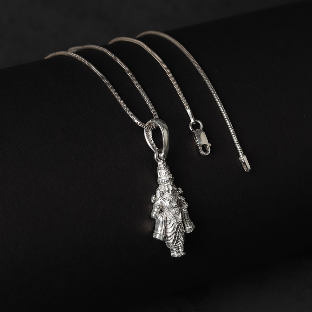 Akshat Sapphire Sterling Silver (92.5% purity) God Vitthal Pendant for Men & Women Pure Silver Lord Vithal Locket for Good Health & Wealth (PM7333)