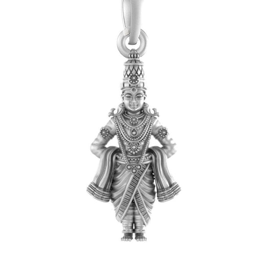 Akshat Sapphire Sterling Silver (92.5% purity) God Vitthal Pendant for Men & Women Pure Silver Lord Vithal Locket for Good Health & Wealth (PM7333)
