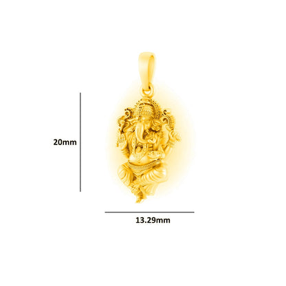 22KT Gold Plated Sterling Silver (92.5% Purity) Pure Silver God Ganesha Chain Pendant (Locket with Anchor Chain-18 inches) for Women