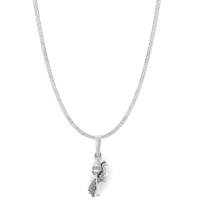 God Kartikeya Pure Silver 92.5% purity Chain pendant by Murugan Pendant (Pendant with Curb Chain-22 inches)