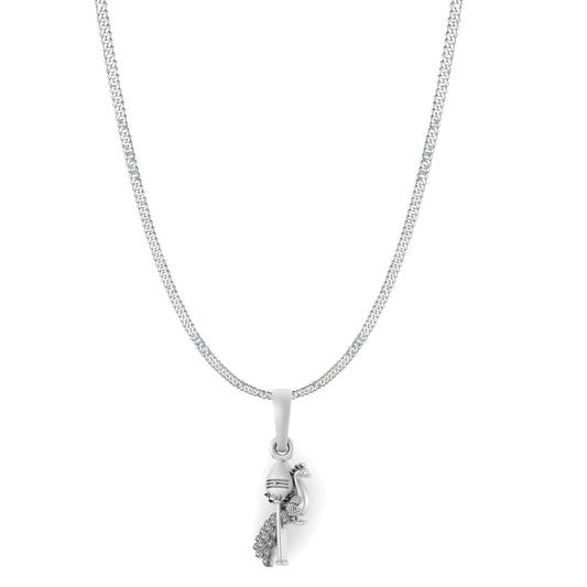 God Kartikeya Pure Silver 92.5% purity Chain pendant by Murugan Pendant (Pendant with Curb Chain-22 inches)