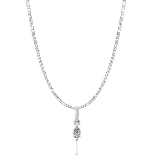 God Kartikeya Pure Silver 92.5% purity Chain pendant by Murugan Pendant (Pendant with Curb Chain-22 inches)