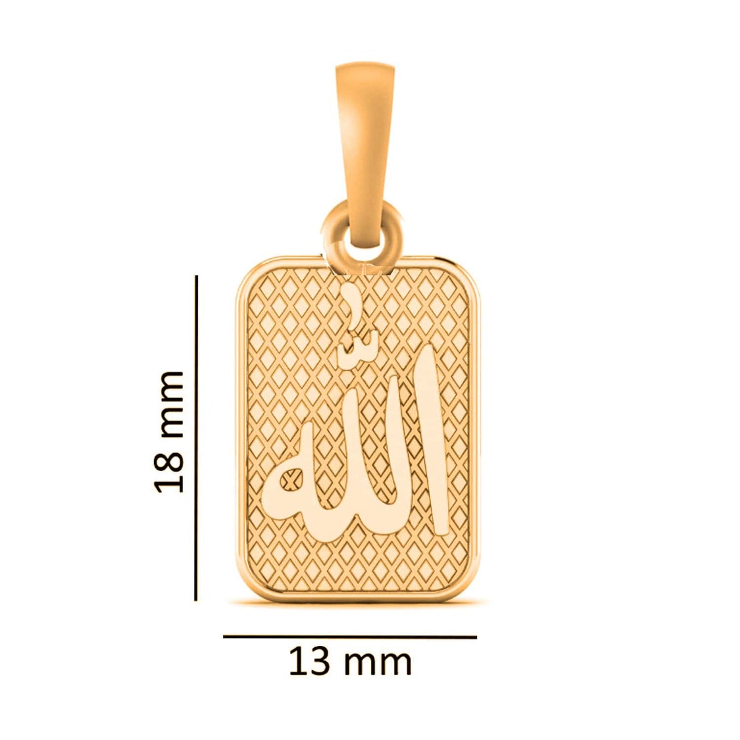 22CT Gold Plated Silver 92.5 Purity God Allah (Regular Size) Pendant for Men & Women by Akshat Sapphire-PM7206_Gold