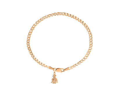 22KT gold plated 92.5% pure Sterling Silver Curb Designer Bracelet with Charm Hanuman/Bajrang Bali for Men & Boys